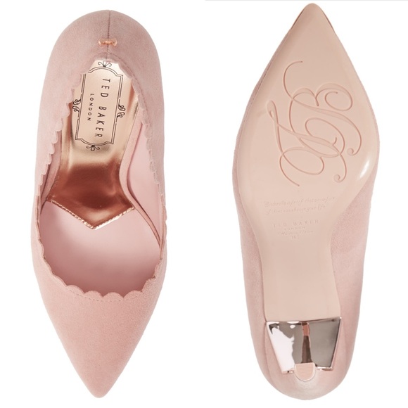 COPY - TED BAKER Heels Pink Sloana Scalloped Trim Suede - Picture 3 of 16